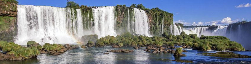 The stunning Iguacu falls (Cataratas do Iguacu) on a sunny day in Argentina