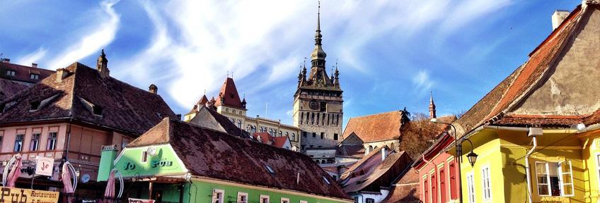 The colourful medieval village of Sighisoara Village.