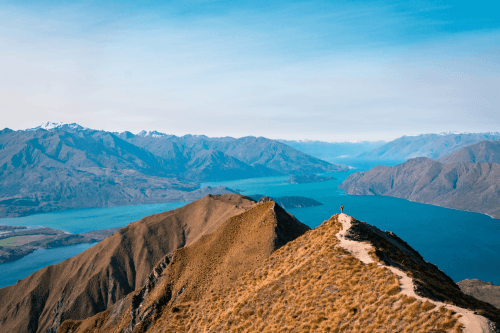 Park your campervan rental NZ and climb Roys Peak for an outdoor adventure.